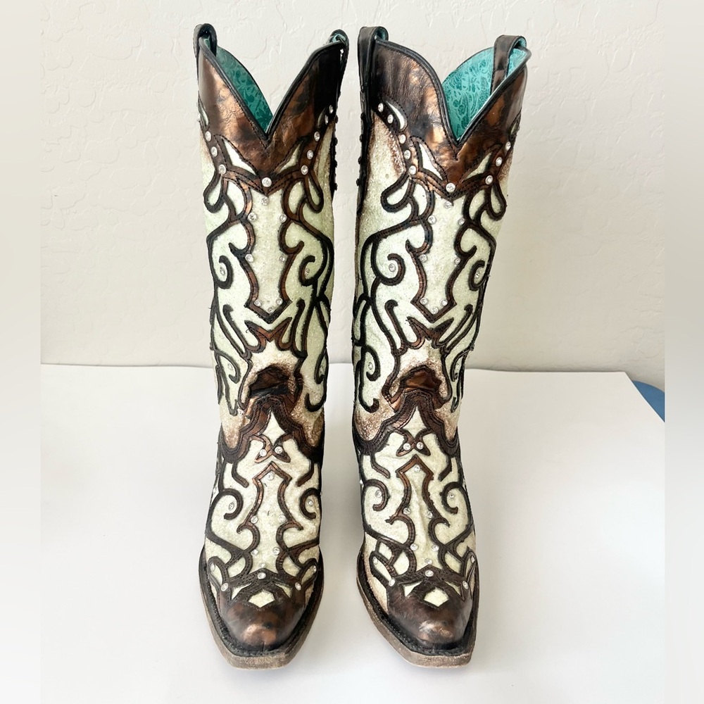 Corral glitter western boots bronze snip toe 9 - Picture 5 of 14